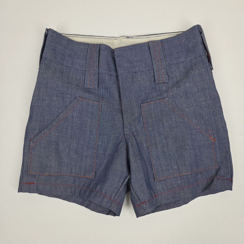 Vtg 70s Kids Lil Wrangler Denim Jean Shorts Contrast Stitching 4